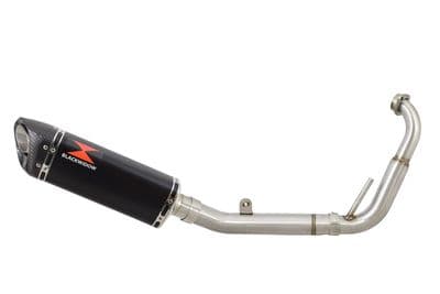 YZF-R 125 2008 - 2013 Big Bore Exhaust System 300mm Tri Oval Black Stainless Carbon Tip Silencer
