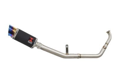 YZF - R 125 2021 - 2024 De - Cat Exhaust System 200mm Round Blue Tip Black Stainless Silencer