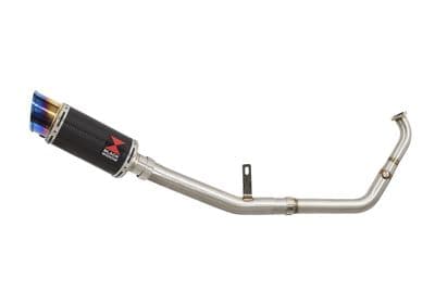 YZF - R 125 2021 - 2024 De - Cat Exhaust System 200mm Round Blue Tip Carbon Silencer