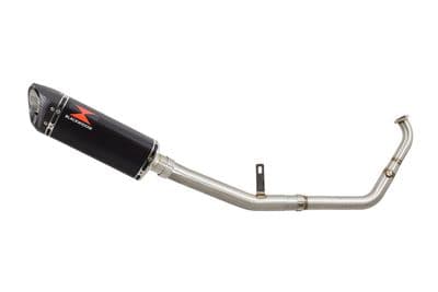 YZF - R 125 2021 - 2024 De - Cat Exhaust System 300mm Tri Oval Black Stainless Carbon Tip Silencer