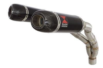 YZF R1 04-06 De-cat Twin Silencer Kit 200mm Oval Black Stainless Carbon Tips