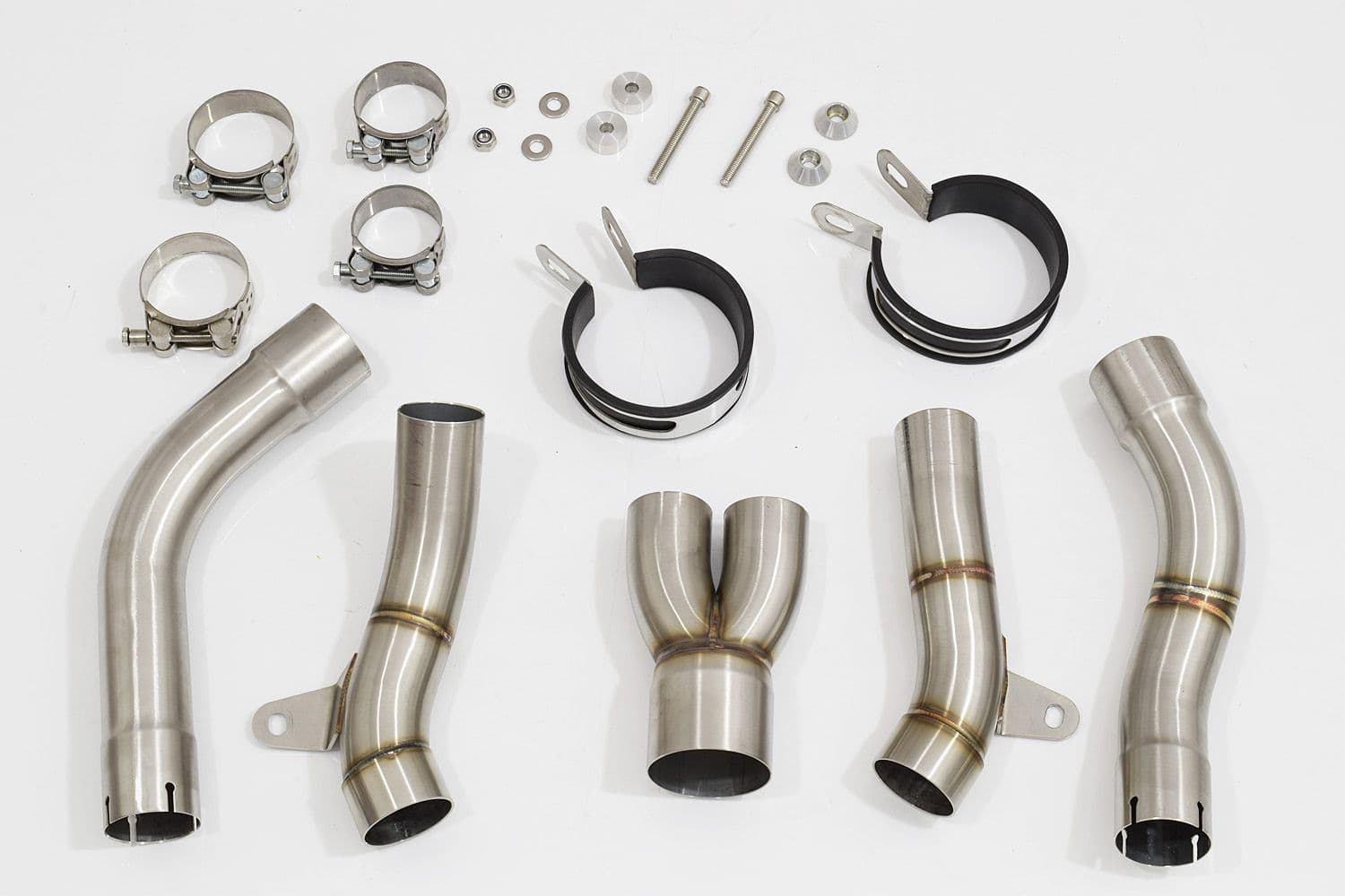 YZF R1 04-06 De-cat Twin Silencer Kit 230mm Round Blue Tip Carbon