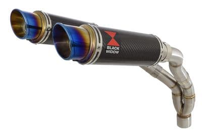 YZF R1 04-06 De-cat Twin Silencer Kit 230mm Round Blue Tip Carbon