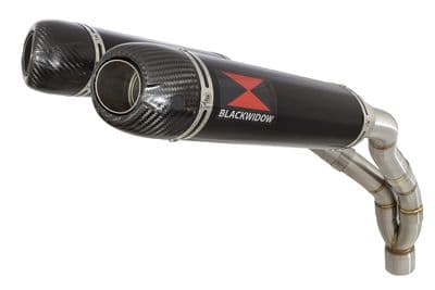 YZF R1 04-06 De-cat Twin Silencer Kit 300mm Oval Black Stainless Carbon Tips