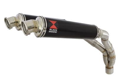 YZF R1 04-06 De-cat Twin Silencer Kit 350mm Round Black Stainless