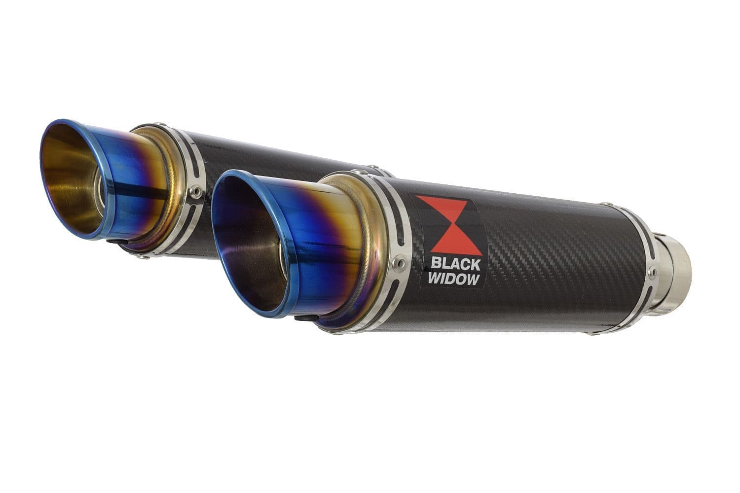 YZF R1 04-06 Twin Silencer Kit 230mm GP Round Blue Tip Carbon