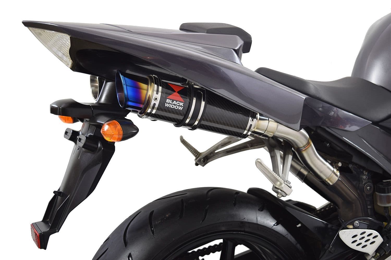 YZF R1 04-06 Twin Silencer Kit 230mm GP Round Blue Tip Carbon