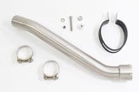 YZF R1 5PW 02-03 Exhaust Link Pipe + 200mm Oval Black Stainless Carbon Tip Silencer