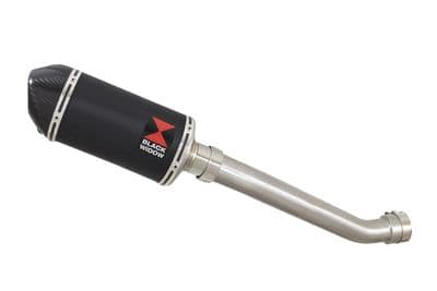 YZF R1 5PW 02-03 Exhaust Link Pipe + 200mm Oval Black Stainless Carbon Tip Silencer