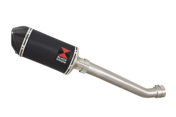 YZF R1 5PW 02-03 Exhaust Link Pipe + 200mm Oval Black Stainless Carbon Tip Silencer