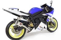 YZF R1 5PW 02-03 Exhaust Link Pipe + 200mm Oval Stainless Carbon Tip Silencer