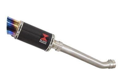 YZF R1 5PW 02-03 Exhaust Link Pipe + 200mm Round Blue Tip Carbon Silencer