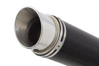 YZF R1 5PW 02-03 Exhaust Link Pipe + 230mm GP Round Black Stainless Silencer