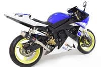 YZF R1 5PW 02-03 Exhaust Link Pipe + 230mm GP Round Black Stainless Silencer