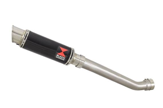 YZF R1 5PW 02-03 Exhaust Link Pipe + 230mm GP Round Black Stainless Silencer