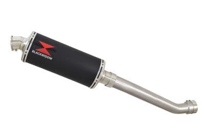 YZF R1 5PW 02-03 Exhaust Link Pipe + 300mm Oval Black Stainless Silencer