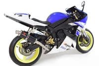 YZF R1 5PW 02-03 Exhaust Link Pipe + 300mm Round Black Stainless Silencer