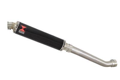 YZF R1 5PW 02-03 Exhaust Link Pipe + 350mm Round Black Stainless Silencer