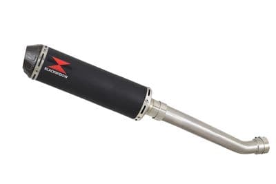 YZF R1 5PW 02-03 Exhaust Link Pipe + 370mm Round Black Stainless Carbon Tip Silencer