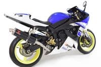 YZF R1 5PW 02-03 Exhaust Link Pipe + 400mm Oval Black Stainless Silencer