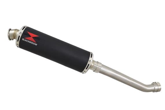 YZF R1 5PW 02-03 Exhaust Link Pipe + 400mm Round Black Stainless Silencer