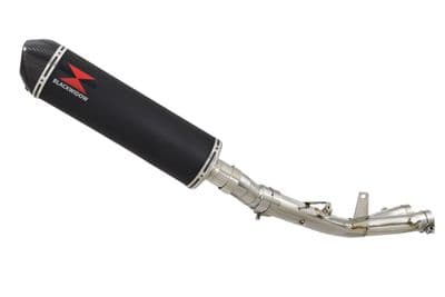 YZF - R1 R1M 2015 - 2025 Stainless De-Cat Collector + 400mm Oval Black Stainless Carbon Tip Silencer