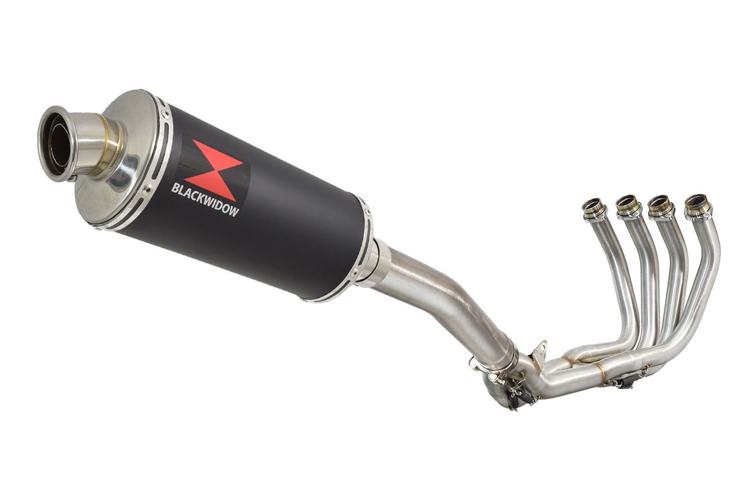 YZF-R6 2003-2005 De-Cat Exhaust System 300mm Oval Black Stainless Silencer