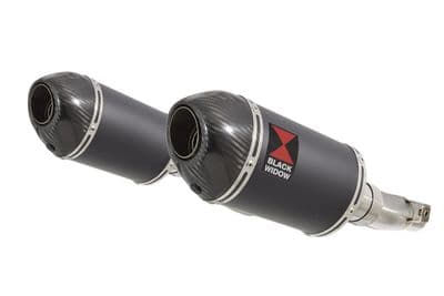 Z1000 10-19 4-2 Exhaust Silencers 200mm Oval Black Stainless Carbon Tip