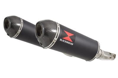 Z1000 10-19 4-2 Exhaust Silencers 300mm Oval Black Stainless Carbon Tip