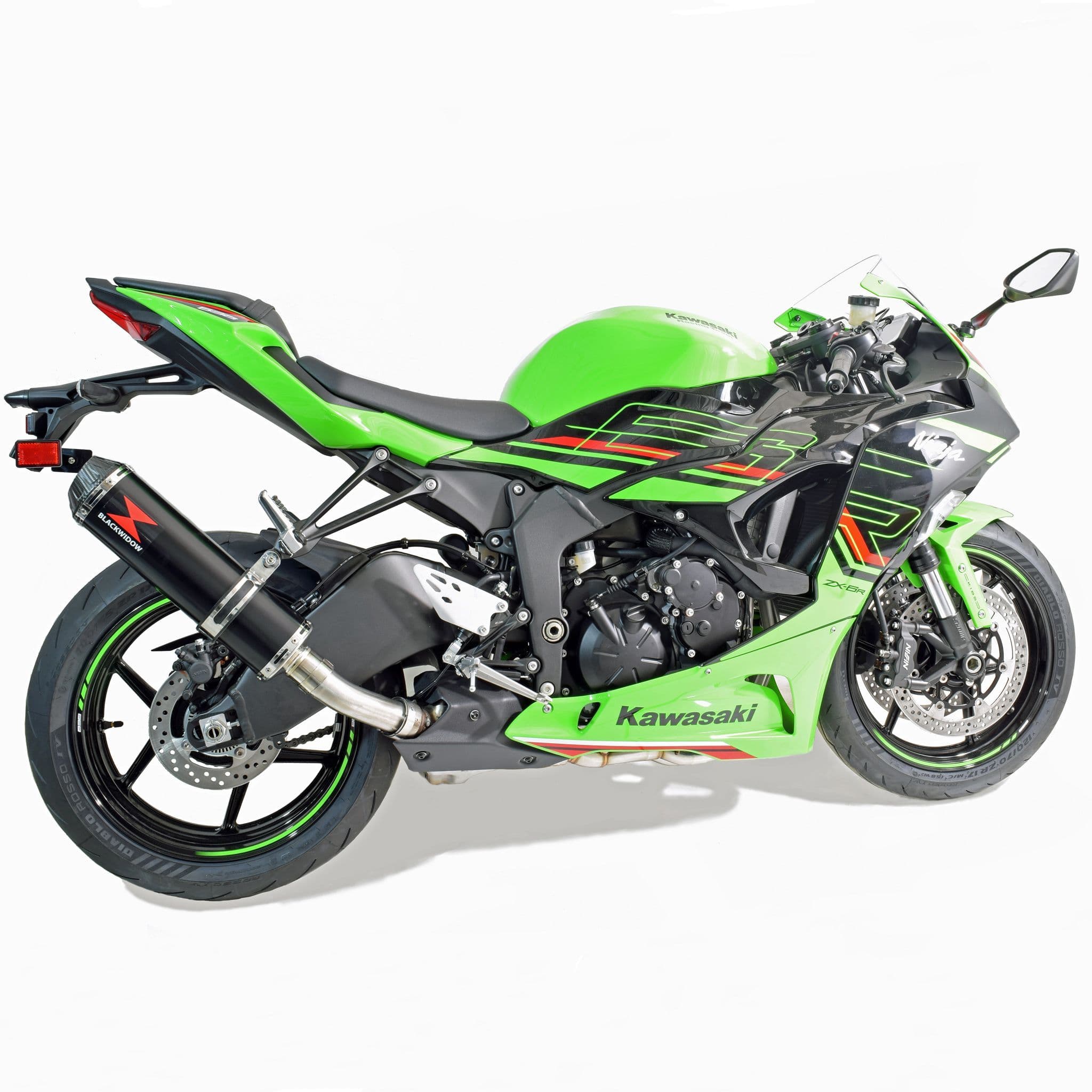 ZX636 ZX6R 2024 - 2025 Exhaust 370mm Round Black Stainless Carbon