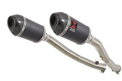 ZZR 1400 Ninja ZX14 08-11 4-2 Exhaust Silencers 200mm Oval Black Stainless Carbon Tip