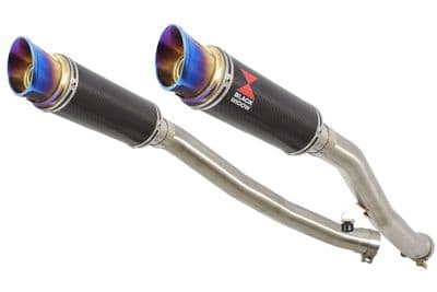 ZZR 1400 Ninja ZX14 08-11 4-2 Exhaust Silencers 230mm GP Round Blue Tip Carbon