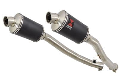 ZZR 1400 Ninja ZX14 08-11 4-2 Exhaust Silencers 230mm Oval Black Stainless