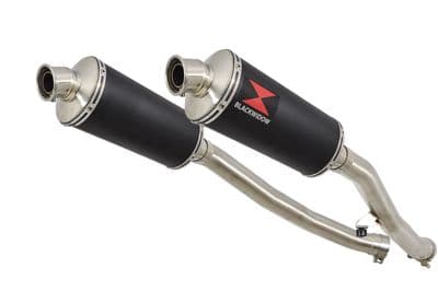 ZZR 1400 Ninja ZX14 08-11 4-2 Exhaust Silencers 300mm Oval Black Stainless