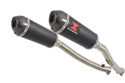 ZZR 1400 Ninja ZX14 08-11 4-2 Exhaust Silencers 300mm Oval Black Stainless Carbon Tip