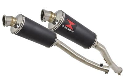ZZR 1400 Ninja ZX14 08-11 4-2 Exhaust Silencers 300mm Round Black Stainless