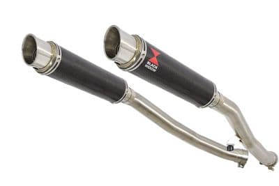 ZZR 1400 Ninja ZX14 08-11 4-2 Exhaust Silencers 350mm GP Round Carbon