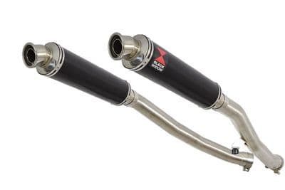 ZZR 1400 Ninja ZX14 08-11 4-2 Exhaust Silencers 350mm Round Black Stainless