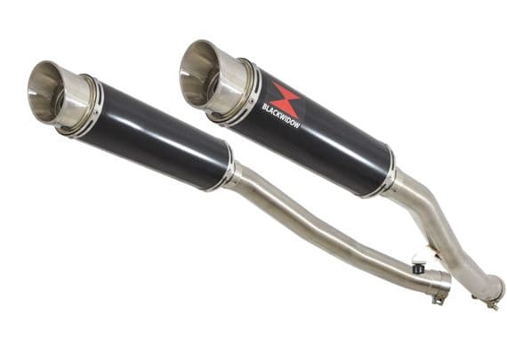 ZZR 1400 Ninja ZX14 08-11 4-2 Exhaust Silencers 360mm GP Round Black Stainless