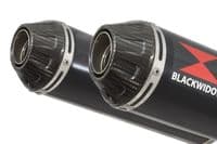 ZZR 1400 Ninja ZX14 08-11 4-2 Exhaust Silencers 370mm Round Black Stainless & Carbon Tip