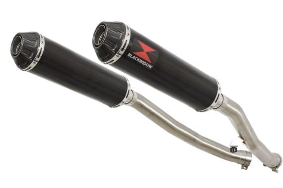 ZZR 1400 Ninja ZX14 08-11 4-2 Exhaust Silencers 370mm Round Black Stainless & Carbon Tip