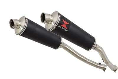 ZZR 1400 Ninja ZX14 08-11 4-2 Exhaust Silencers 400mm Oval Black Stainless