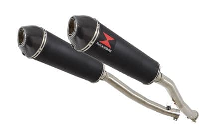 ZZR 1400 Ninja ZX14 08-11 4-2 Exhaust Silencers 400mm Oval Black Stainless Carbon Tip