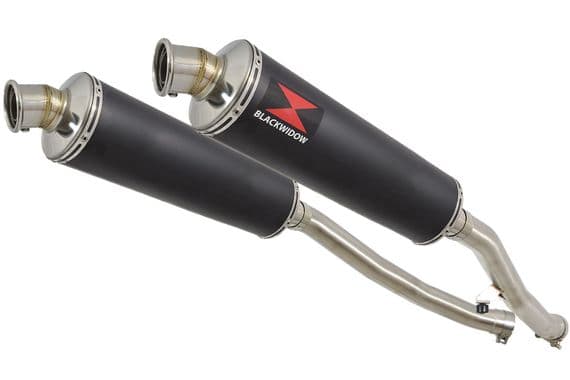 ZZR 1400 Ninja ZX14 08-11 4-2 Exhaust Silencers 400mm Round Black Stainless