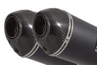 ZZR 1400 Ninja ZX14 2012 - 2025 4-2 Exhaust Silencers 200mm Oval Black Stainless Carbon Tip