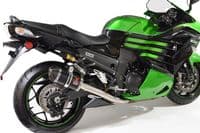 ZZR 1400 Ninja ZX14 2012 - 2025 4-2 Exhaust Silencers 200mm Oval Black Stainless Carbon Tip