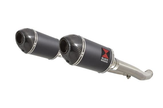 ZZR 1400 Ninja ZX14 2012 - 2025 4-2 Exhaust Silencers 200mm Oval Black Stainless Carbon Tip