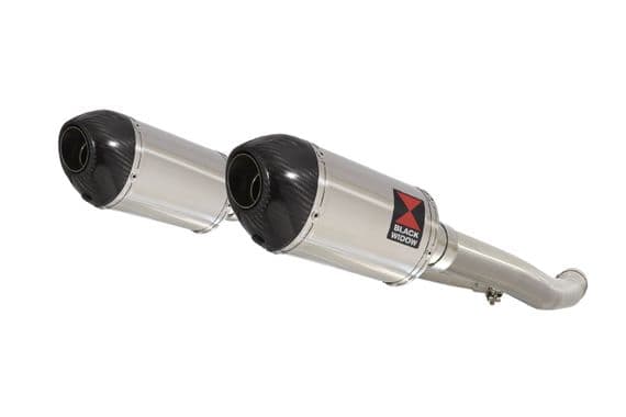 ZZR 1400 Ninja ZX14 2012 - 2025 4-2 Exhaust Silencers 200mm Oval Stainless Carbon Tip