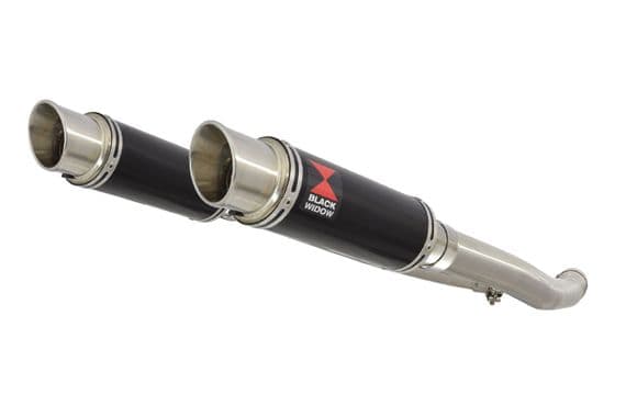 ZZR 1400 Ninja ZX14 2012 - 2025 4-2 Exhaust Silencers 230mm GP Round Black Stainless