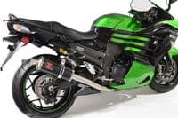 ZZR 1400 Ninja ZX14 2012 - 2025 4-2 Exhaust Silencers 300mm Oval Black Stainless